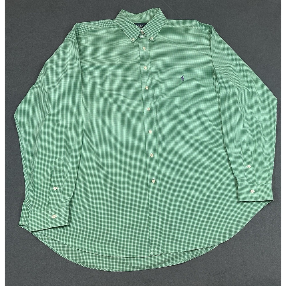 Vintage Ralph Lauren Shirt Mens Size XXL Tall Green Classic Fit Pony Long Sleeve